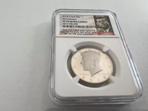 2018-S CLAD KENNEDY HALF DOLLAR FIRST RELEASE NGC PF70 PORTRAIT LABEL "TOP POP"