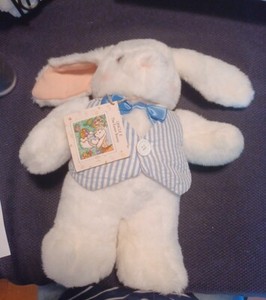 Hallmark Uncle E Bunny Rabbit Plush 13 inch with Blue Stripe Vest &  Bow Tie