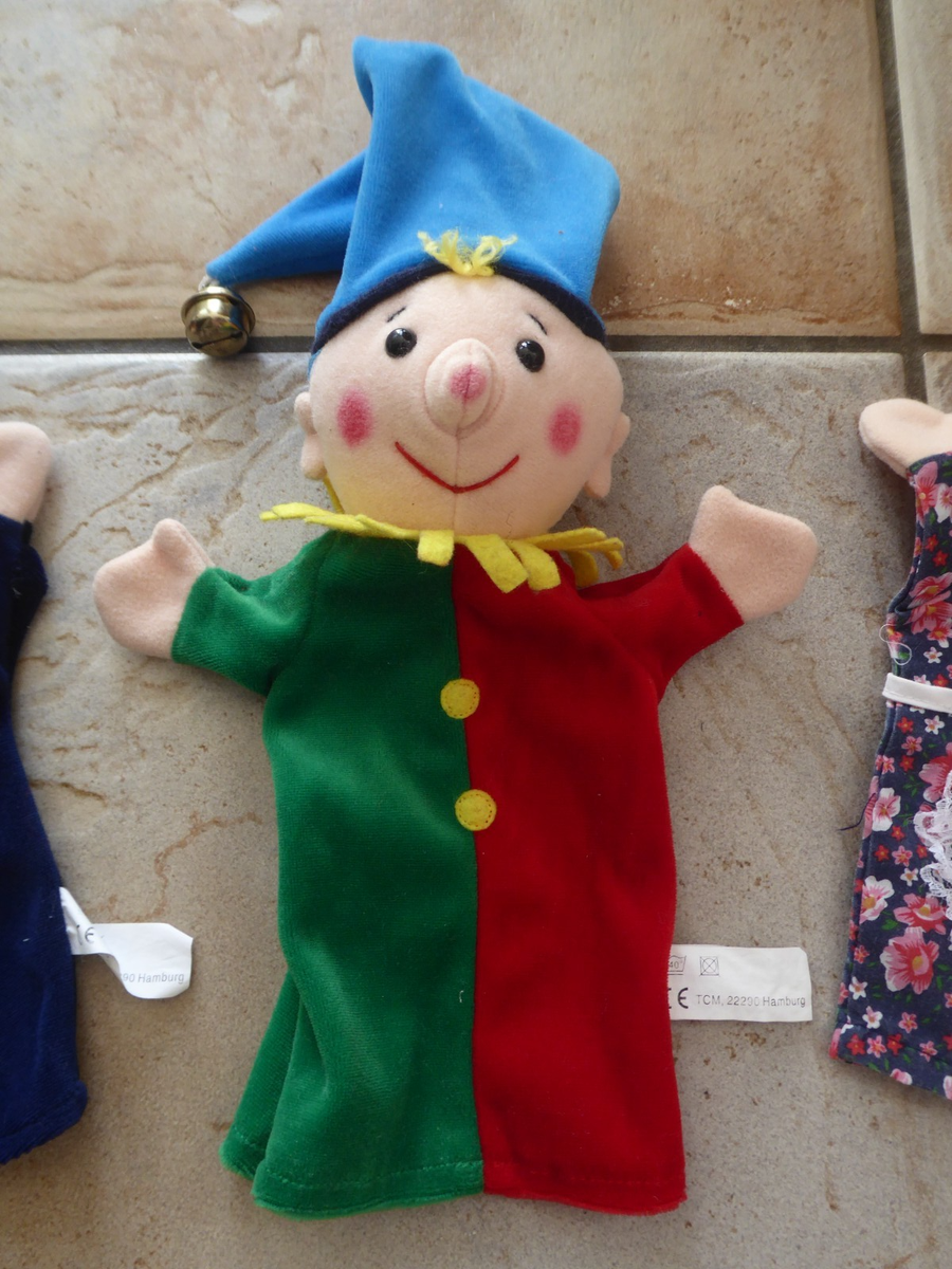 Vintage German Set of 3 Kasperle Kasper Plush Hand Puppets - TCM