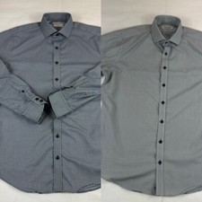 2 Twillory Shirt Lot Men 16.5 Tailored Fit Blue Plaid Long Sleeve Button Up READ