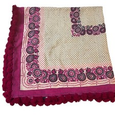 Purely Merino Floral Bohemian Print Tassel Lightweight Wool Scarf 38  By 38  