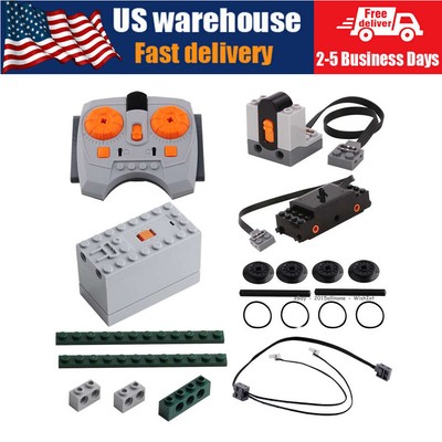 12pcs/set MOC Power Function Train Track Motor Kit Remote Control Building Block