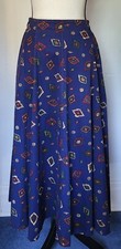 Pleated Denim Maxi Skirt Vintage 90s Western Print Size 4
