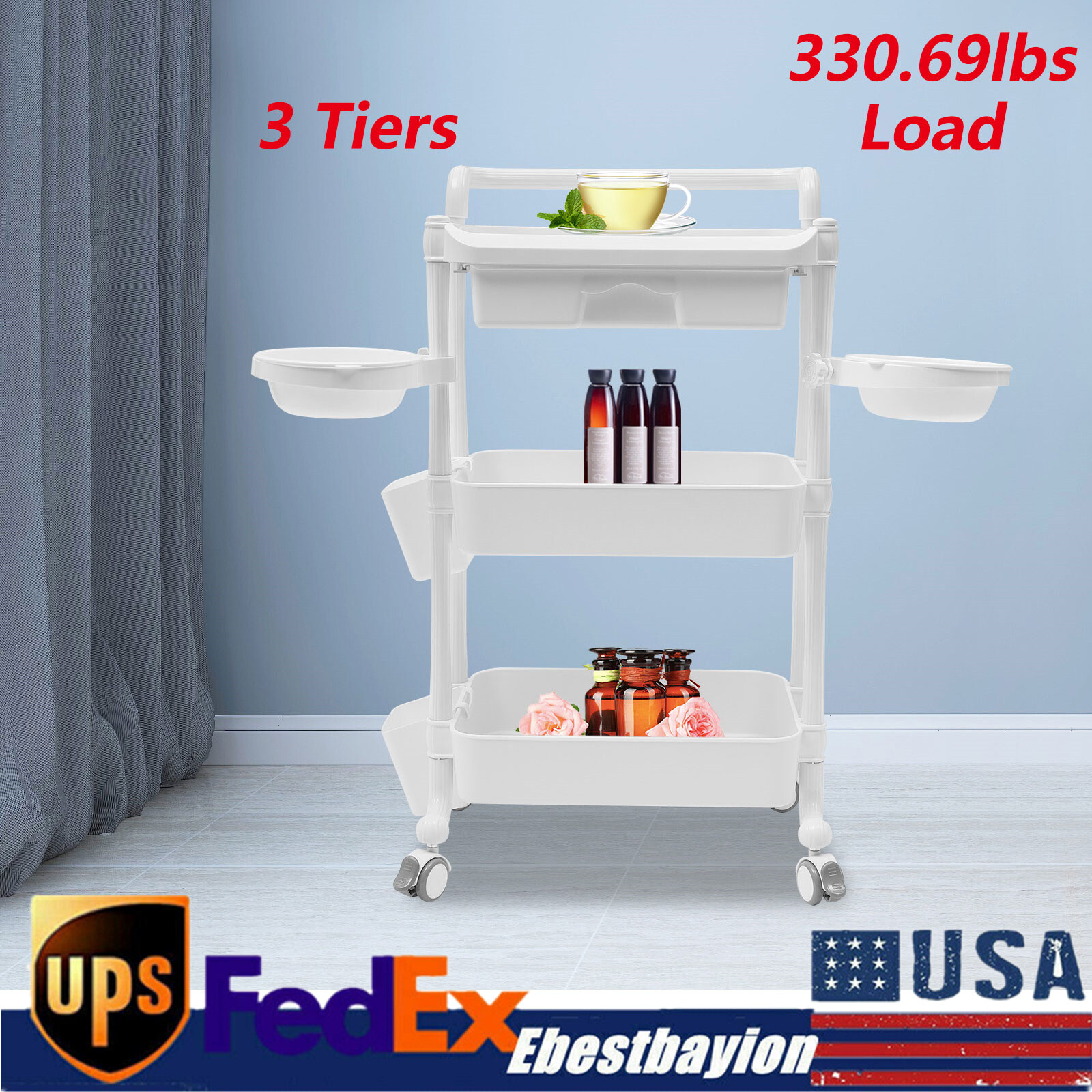 Mobile Beauty Facial Spa Drawer Storage Cart Abs Rolling Salon Equipment Trolley