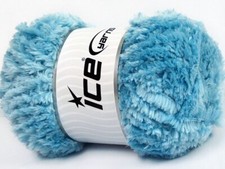 Light Blue Panda Fuzzy Plush Yarn 100 Gram, 87 Yards Ice 58822 Short Eyelash