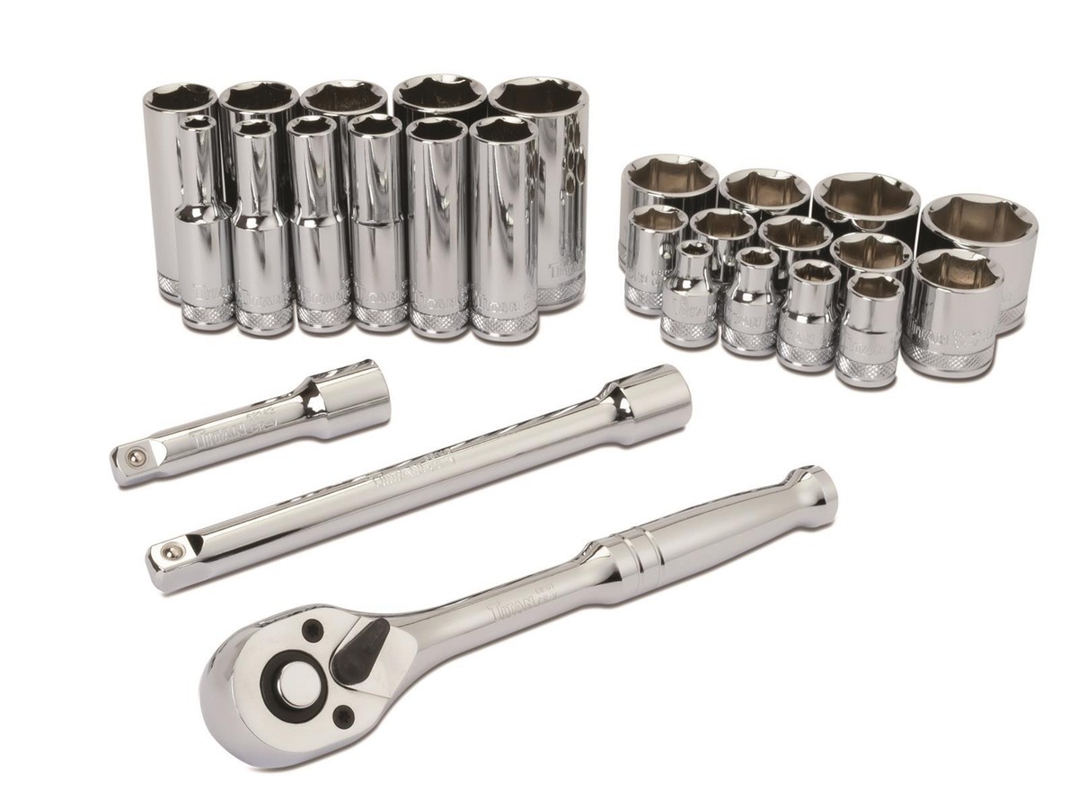 Titan Tools 68911 27 pc. 3/8 in. Drive Mechanics SAE Socket Set | eBay