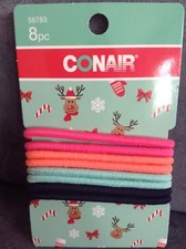 CONAIR 56783 PINK, ORANGE, BLUE  BLACK HAIR TIES 8 PIECE - BRAND NEW