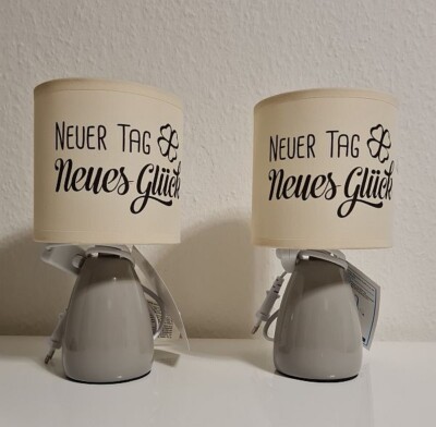 2er Set Grau Gilde Tischlampe NEU