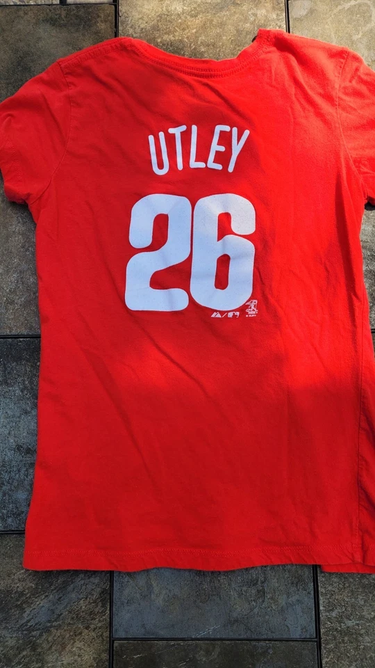 Camisa para mujer Philadelphia Phillies - Camiseta Chase Utley 26 - talla pequeña Foto 3 de 4