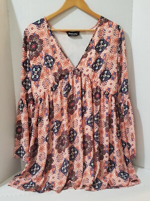 Sz.Medium BASICALLY ME Women's Blouse Lined Clean,Brite Vibrant Colors Very Nice