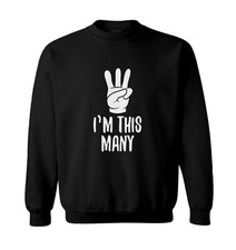 I'm This Many 3 - Three Year Old Third Birthday Party Toddler Crewneck Sweater