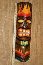 Large Tiki Mask Wall Hanging Decor, Hand-carved Wood Vibrant Colors