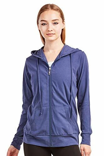Sofra Women's Thin Cotton Zip Up Hoodie Jacket (L, Denim) 731341565001 |  eBay