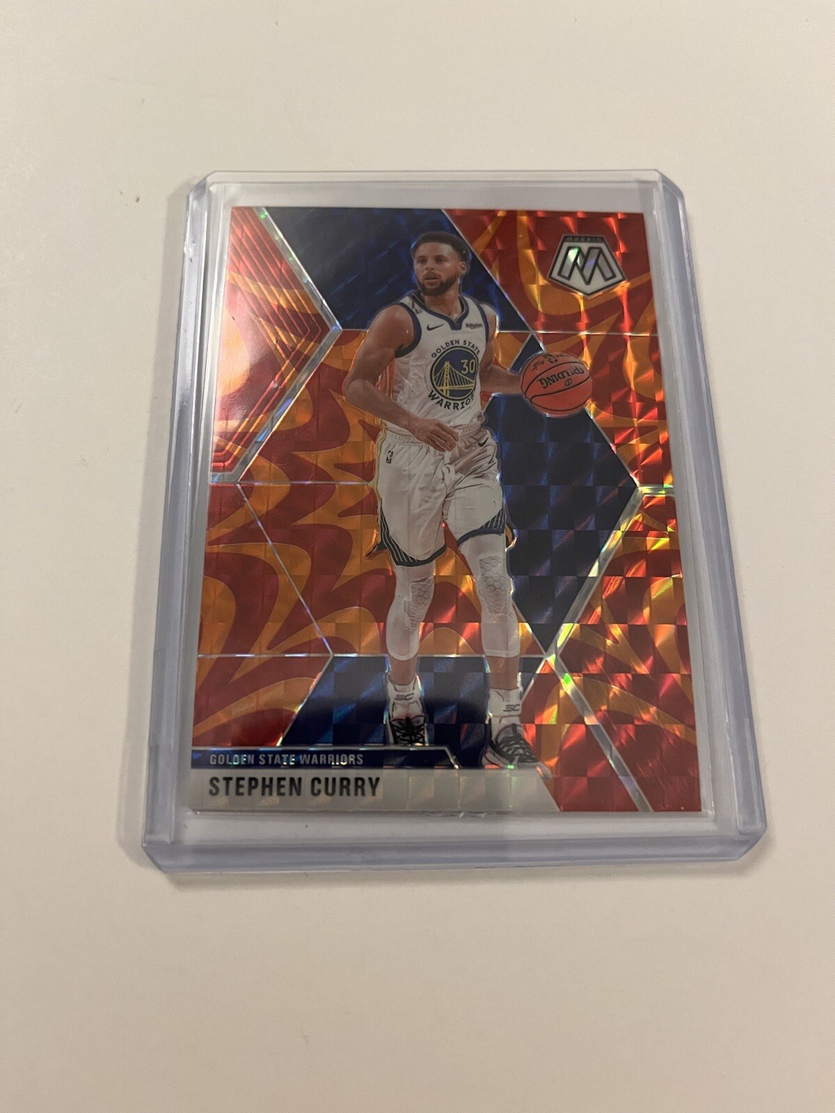 2019-20 Panini NBA Mosaic #70 Stephen Curry Orange Reactive Prizm Warriors Steph