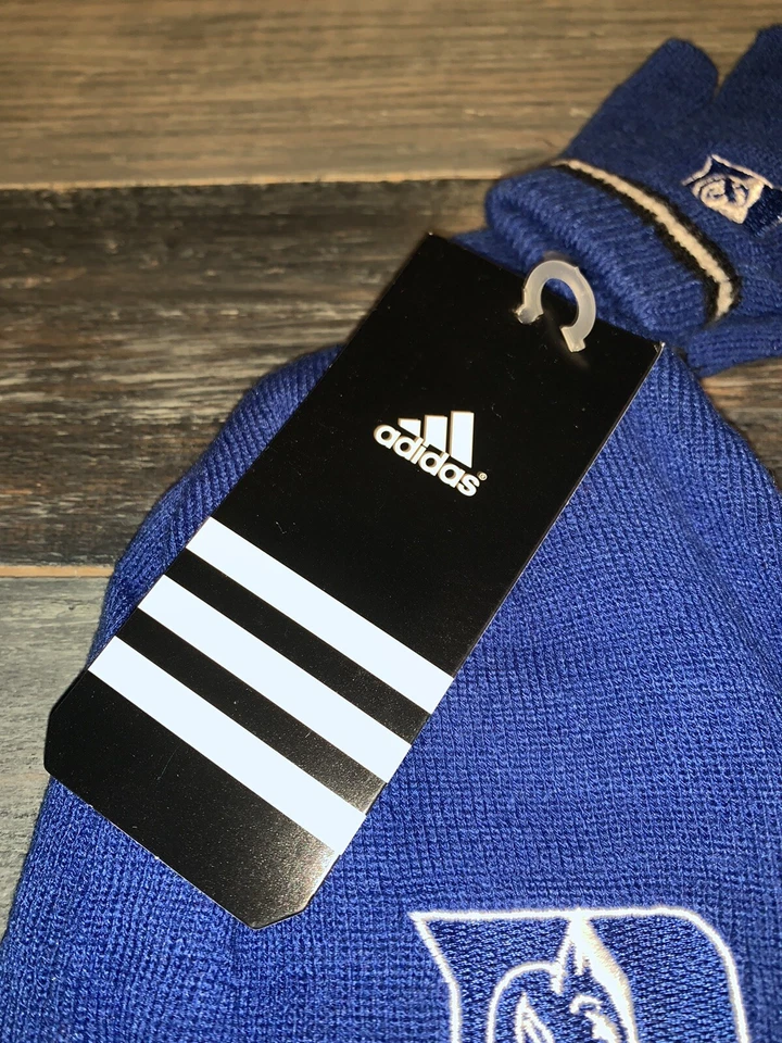 Infant Duke Blue Devils Adidas Azul Puño Tejido Sombrero con Guantes Combo Conjunto Nuevo con Etiquetas Foto 3 de 4