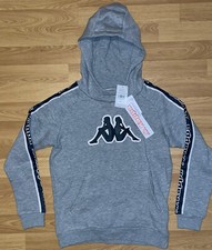 KAPPA Hoodie Cotton Grey White Black Jacket 222 Banda Hurtado Size Youth Y10 M