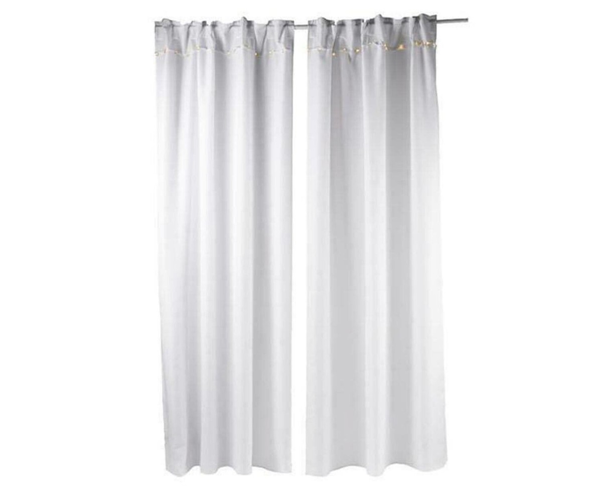 Meradiso Vorhänge Schals Set LED Gardine Schlaufengardine Vorhang 2x 135 x 254cm