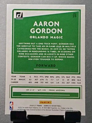2020-21 Donruss #25 Aaron Gordon MAGIC Orange Laser Holo