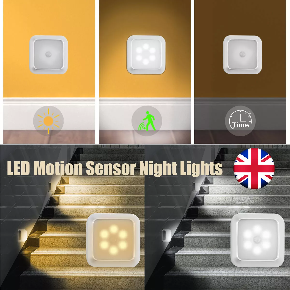 6 LED Motion Sensor Wireless Night Lights Cabinet Stair Lamp