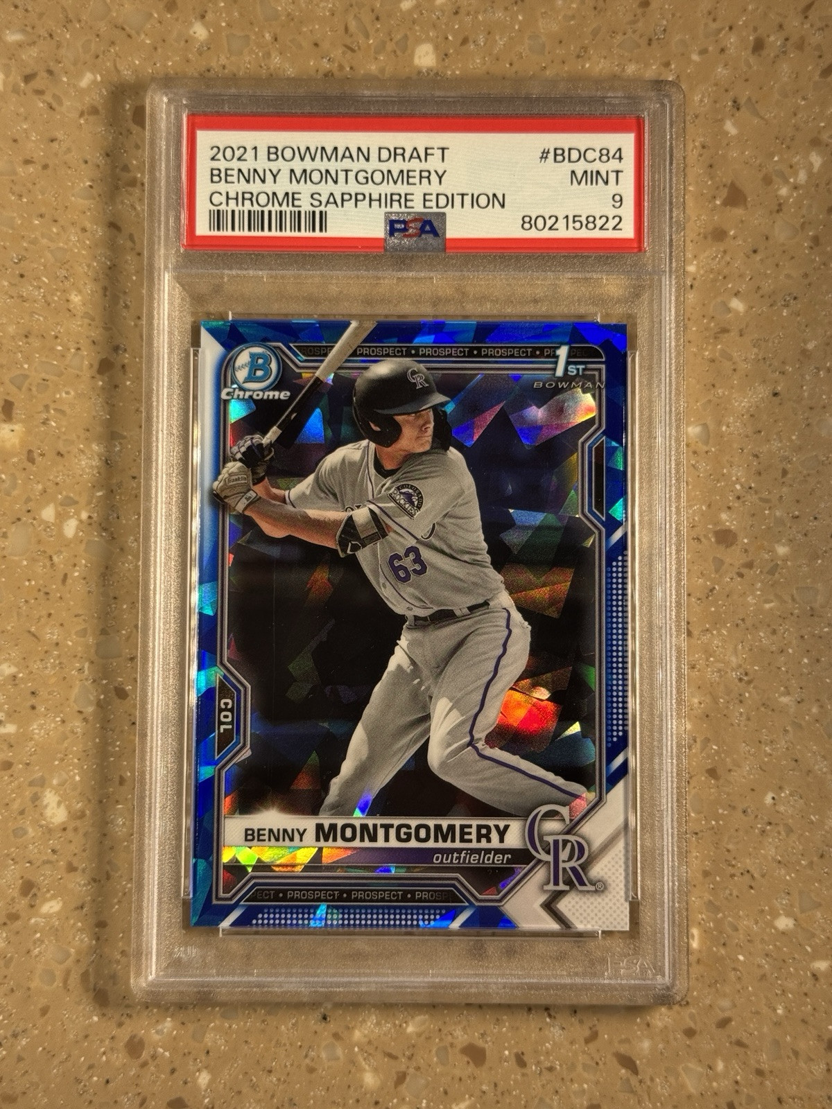 PSA 9 BENNY MONTGOMERY 1st 2021 Bowman Chrome SAPPHIRE REFRACTOR RC GEM MINT