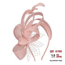 Fascinators Hats with Feather for Women 2026 Derby Hats Small Tea Party Pink