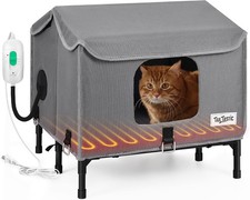 Heated Outdoor Cat House Weather-Resistant Insulated Cat Shelter Elevated Stand