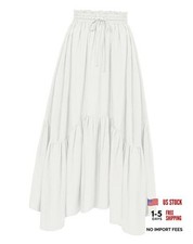 Maxi Skirts for Women High Waist Renaissance Skirt Long Skirt with Small White