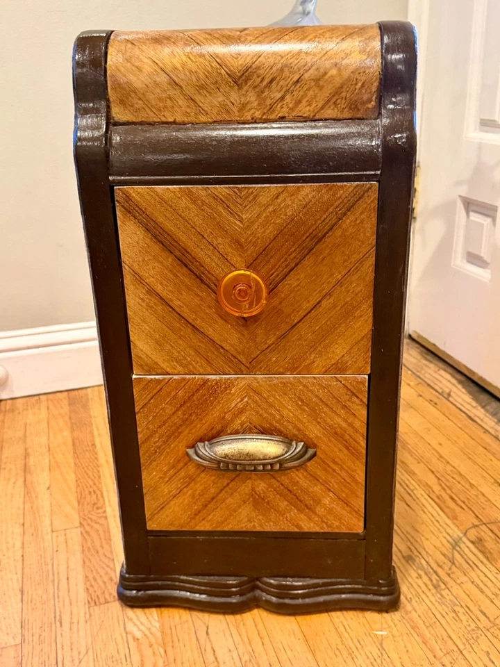 Mesa auxiliar de mesita de noche vintage Art Deco cascada difícil de encontrar Foto 3 de 4