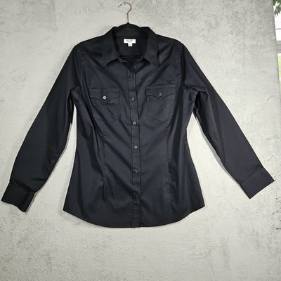 Wrangler Retro Black Country Western Style Shirt Form Tailored Waist & Bust Sz L