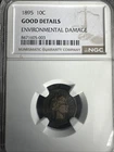 1895 barber dime Good Details NGC Environmental Damage