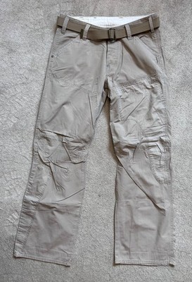 G-Star Beige Cotton Trousers Mens Lightweight Trash Elwood Belt Waist 34 Leg 34