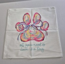 Pillow Cover Colorful Love  A Dog Theme 18x18 inch Throw Cover NEW