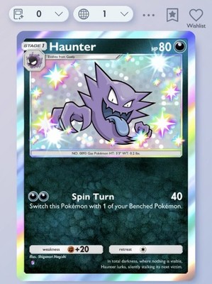 Pokemon TCG Pocket - Haunter - Shiny 1 Karte - Englisch - Schnelle Lieferung