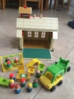Vintage 1973 Fisher Price School House W/Little People Class Room & Playground