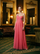 Xscape Women's Pink Sleeveless Bejeweled Empire Waist Evening Gown Size 10