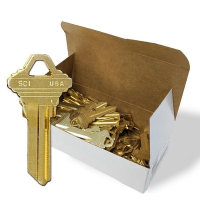 Schlage SC1 Key Blanks 50 Pack Premium Brass Uncut Keys for Home and Office