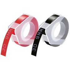 2PK Black Red for Dymo Xpress Label Makers 3D Plastic Embossing Tapes 3/8" 9MM