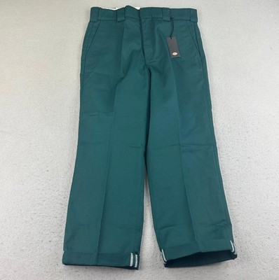 Dickies Pants Mens 34X27 Green Regular Fit Straight Leg Cuffed Work Pant NWT