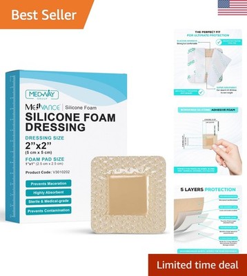 Advanced Silicone Foam Bandages - 5 Sterile Pads for Enhanced Wound Protection