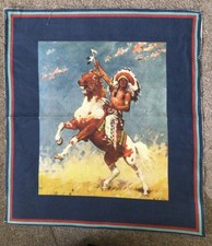 Andrew Martin Fabric Sample Panel Wild West American Indian On Horseback46x52cm