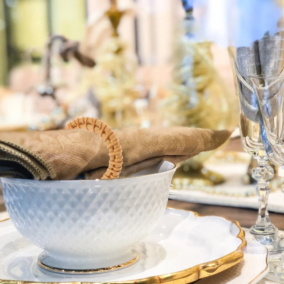  6 Pcs Fermatovaglioli Portatovaglioli in Rattan Decorazione Tovagliolo - Immagine 2 di 4