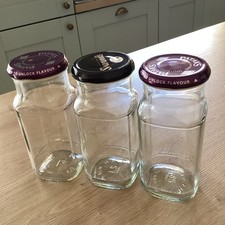 Bundle Job Lot x 3 Tall Empty Clear Glass Jars with Screw Top Lids, 15cm Tall.