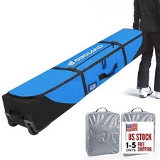 Rolling Ski Bag, Padded Snowboard Bags with Wheels for Air Travel, 170cm Blue