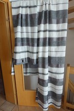 Vorhang Schals 2 Stück mit Ösen, grau/beige, 1,40x2,30 m