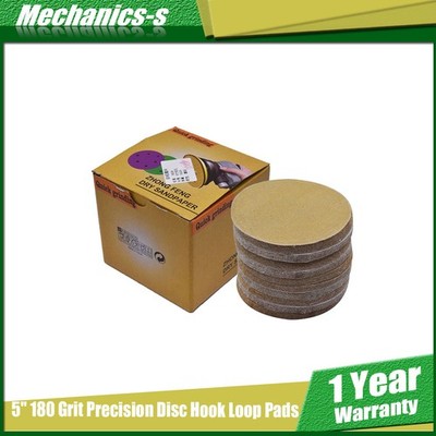 NO-Hole 5'' 180 Grit Disc Hook Loop Pads Sanding Discs Flocking 100 Pack
