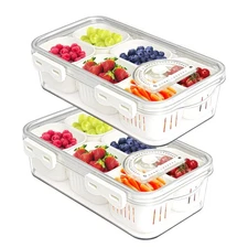 MineSign 2Pack Divided Food Serving Tray with Lids Stackable Snackle Box for ...