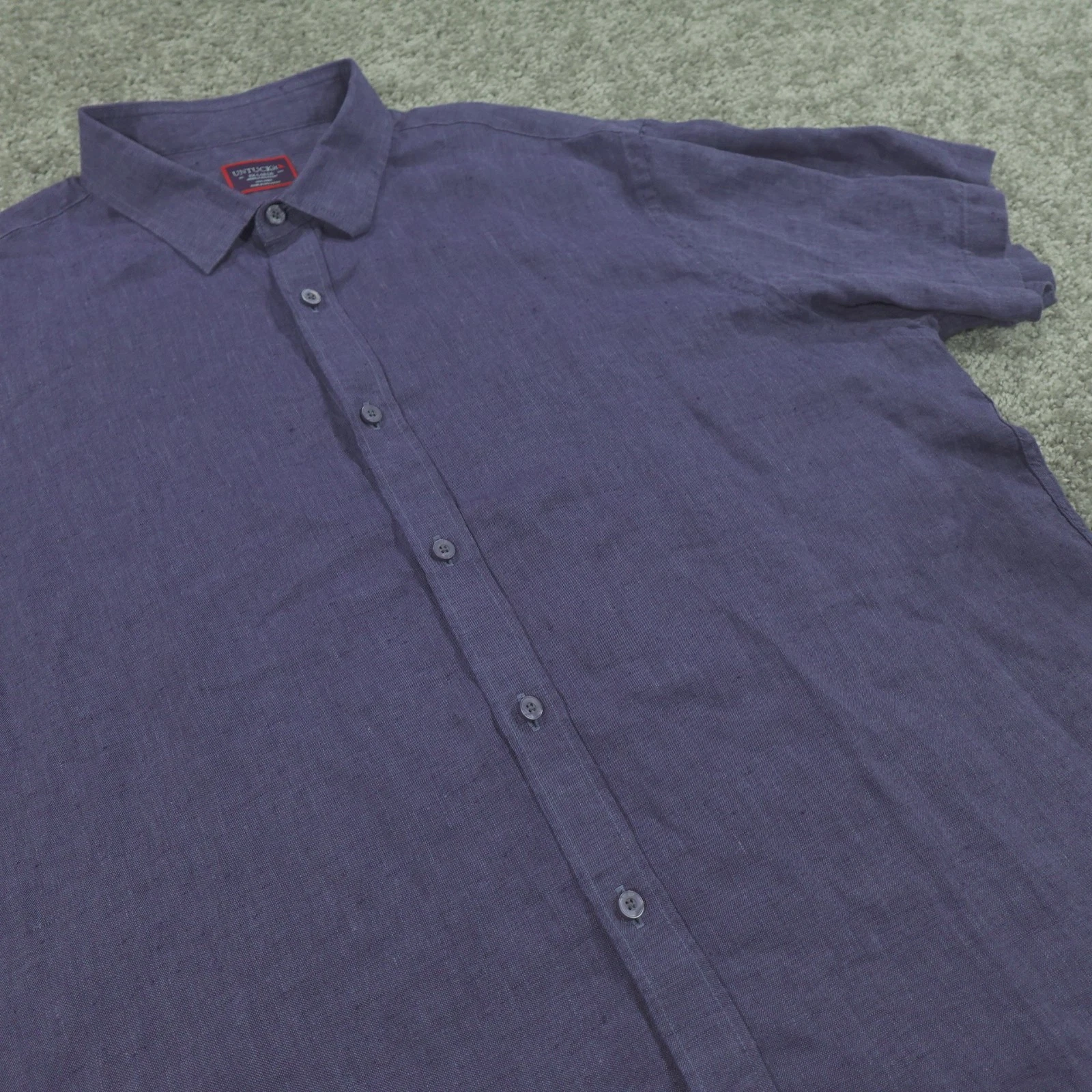 UNTUCKit Shirt Men's XXL Button Up Wrinkle Resistant 100% Linen Araujo WR