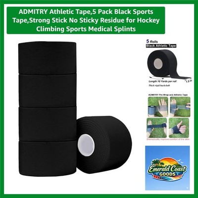 5 Pack of Black Sports Tape - Easy Tear, No Hurt Adhesive, Perfect for Recovery