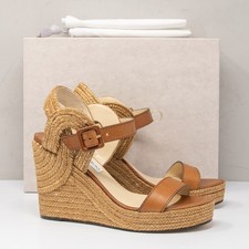 Jimmy Choo Delphi 100 Braided Wedge Sandals, Size 9 US 39 EU 