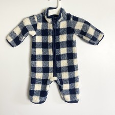 Carters Zip-Up 1 Piece Warm Long Sleeve Easy Care Jumpsuit Blue Plaid 3 Months